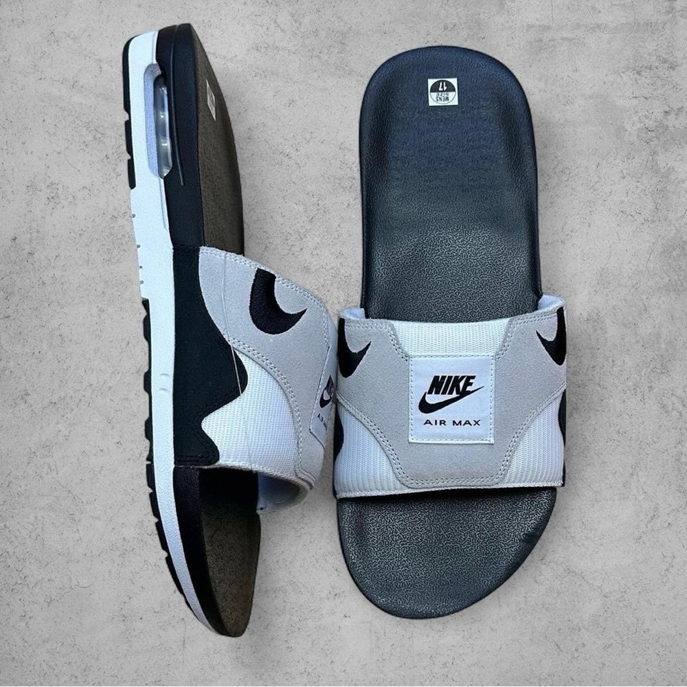 Nike Air Max 1 Slide White/Black Size M17 W18.5 New With Tags